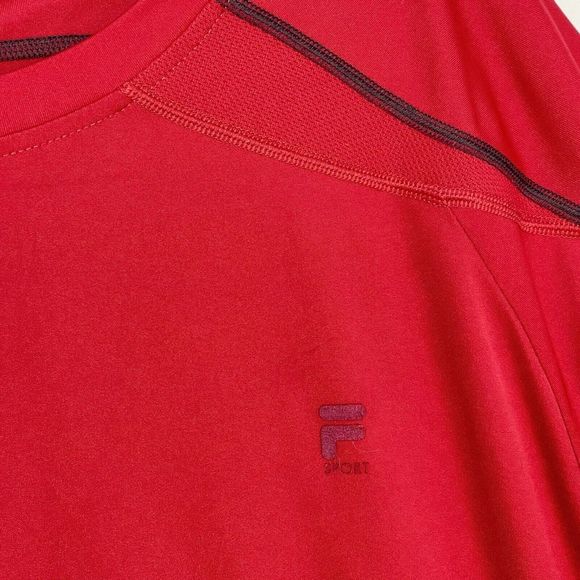 Fila Sport Men Size 2XL Short Sleeve Performance Tee Red And Black - Picture 13 of 16
